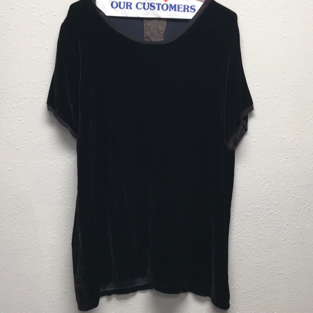 Pete & Greta for Johnny Was Dark Purple Velvet Short Sleeve T-Shirt